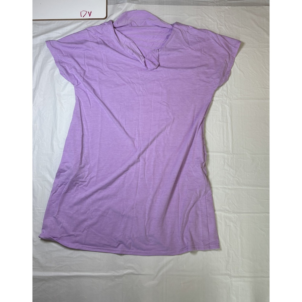 Womens short sleeve pajama sleep dress w/pockets, size XL, purple‎